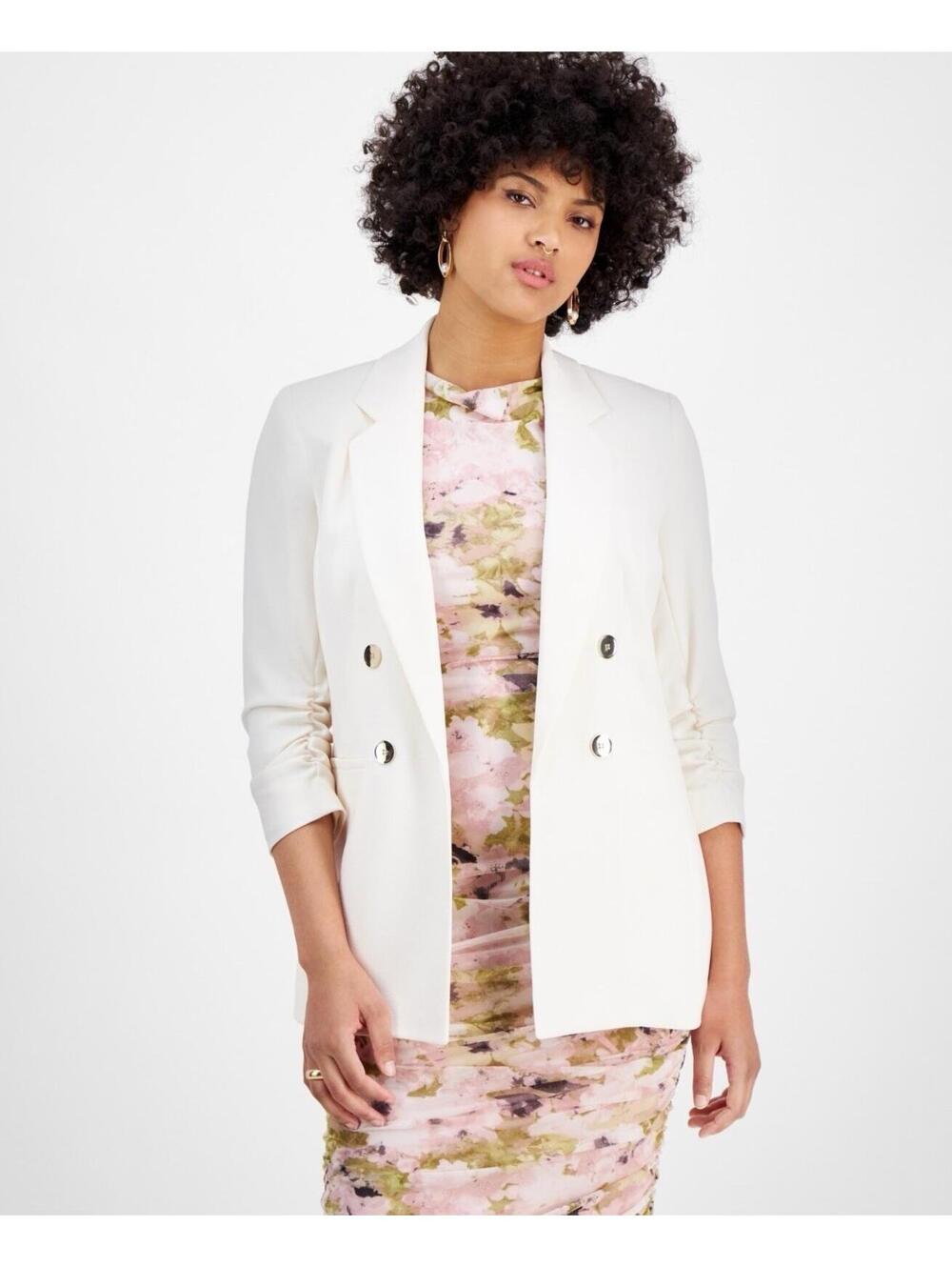 $139 Bar III Womens Faux Double Breasted Blazer Cream Suit XL
